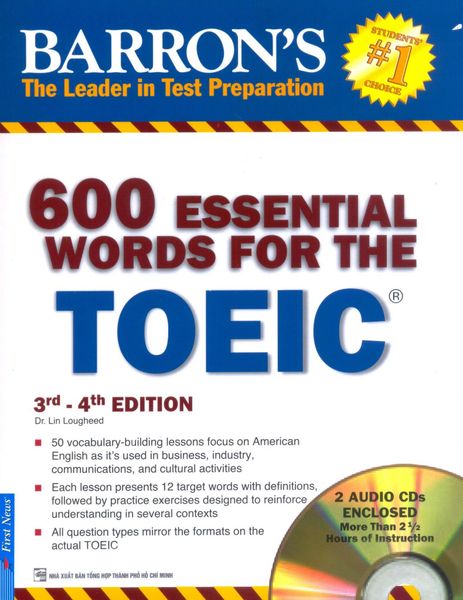 600 Essential Words For The TOEIC 3rd - 4th Edition (Kèm 2 CD) - Tái Bản 2016