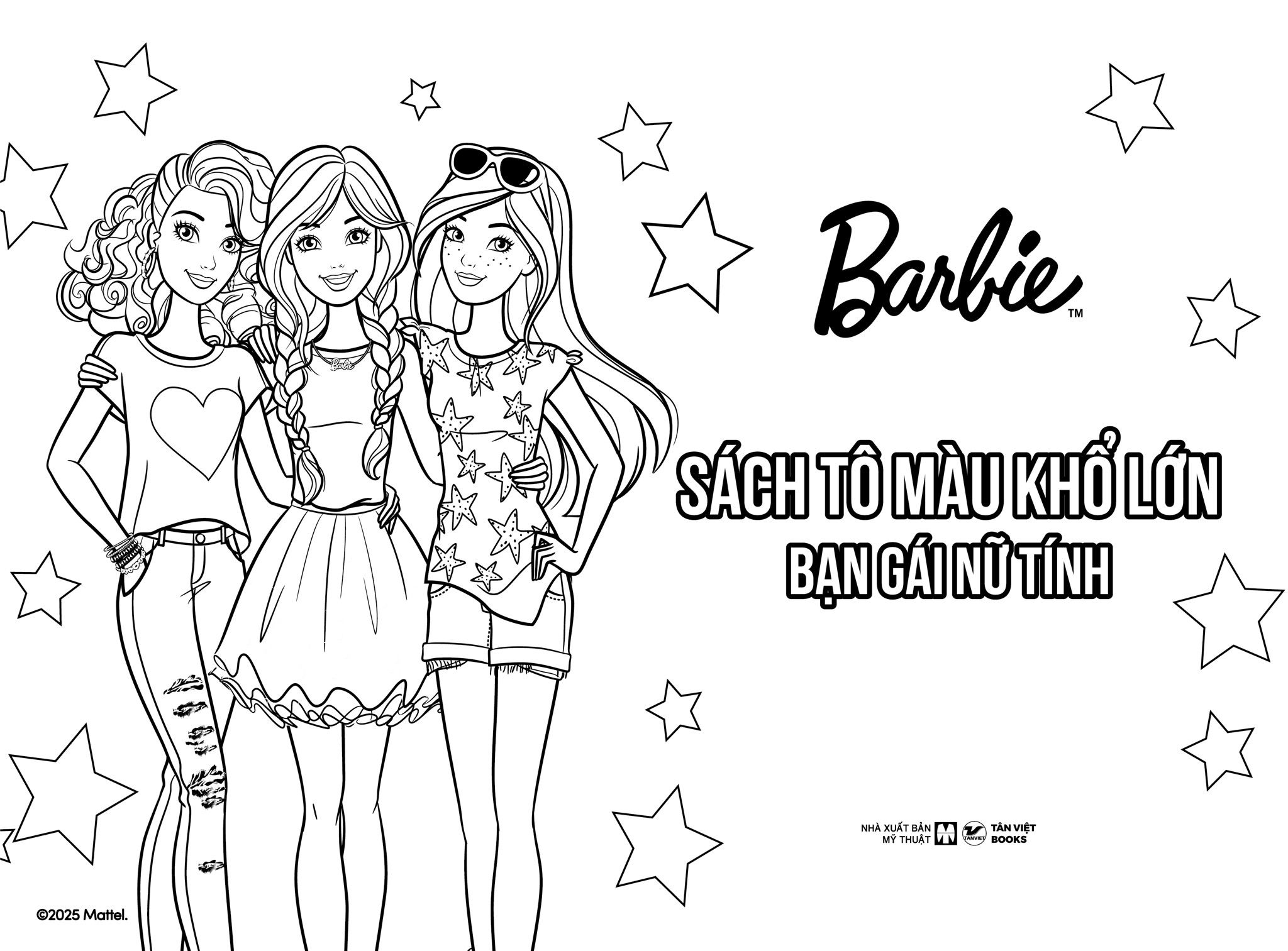  BarBie Sách Tô Màu Khổ Lớn - Bạn Gái Nữ Tính - Bao Gồm Sticker 