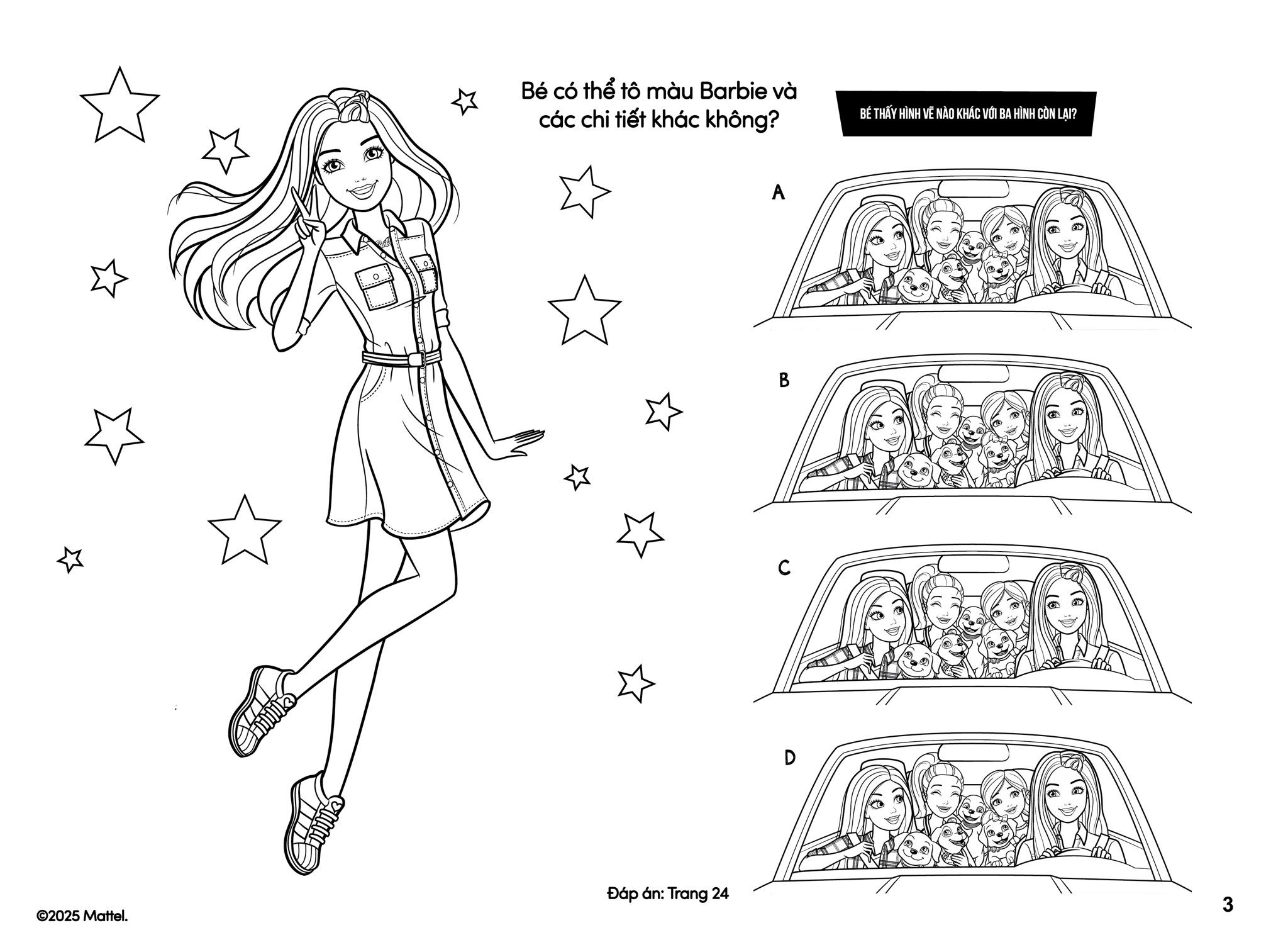  BarBie Sách Tô Màu Khổ Lớn - Bạn Gái Nữ Tính - Bao Gồm Sticker 