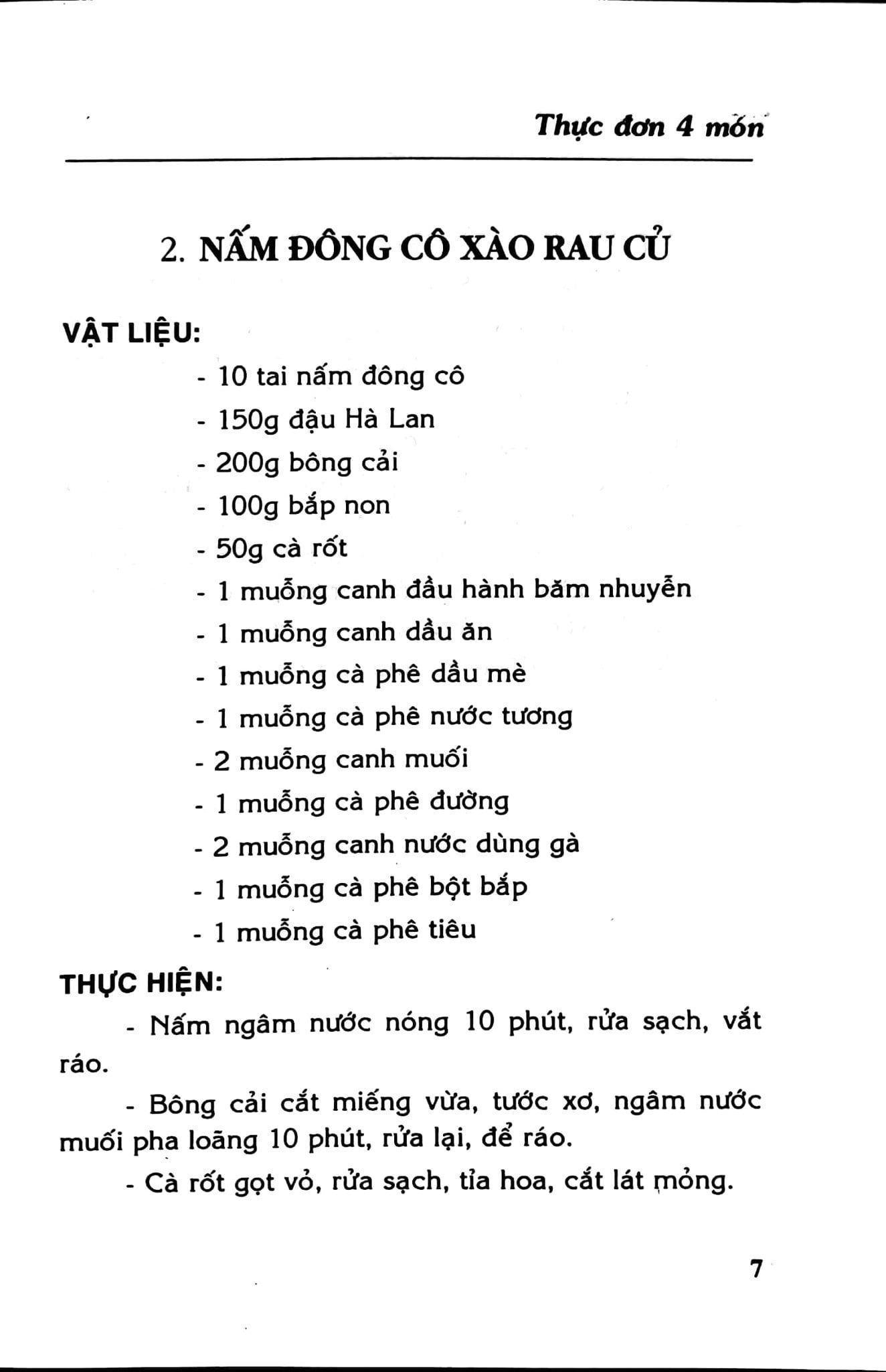  Thực Đơn Bốn Món 
