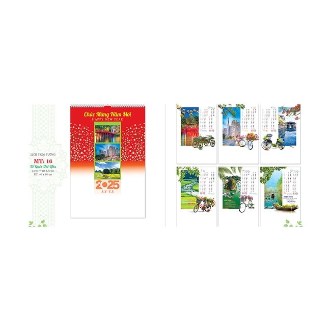  Lịch Lò Xo 7 tờ 2025 - TỔ QUỐC TÔI YÊU ( MT16 ) 