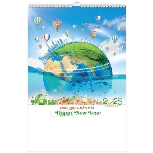 Lịch Lò Xo 7 tờ 2025 - THẾ GIỚI XANH ( MT34 )