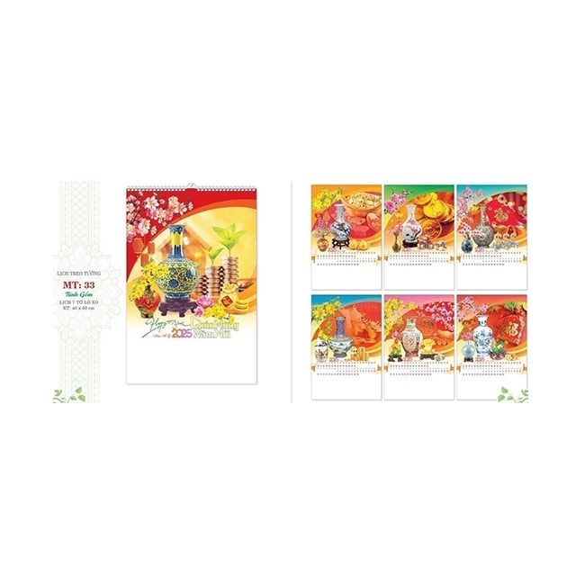  Lịch Lò Xo 7 tờ 2025 - BÌNH GỐM ( MT33 ) 