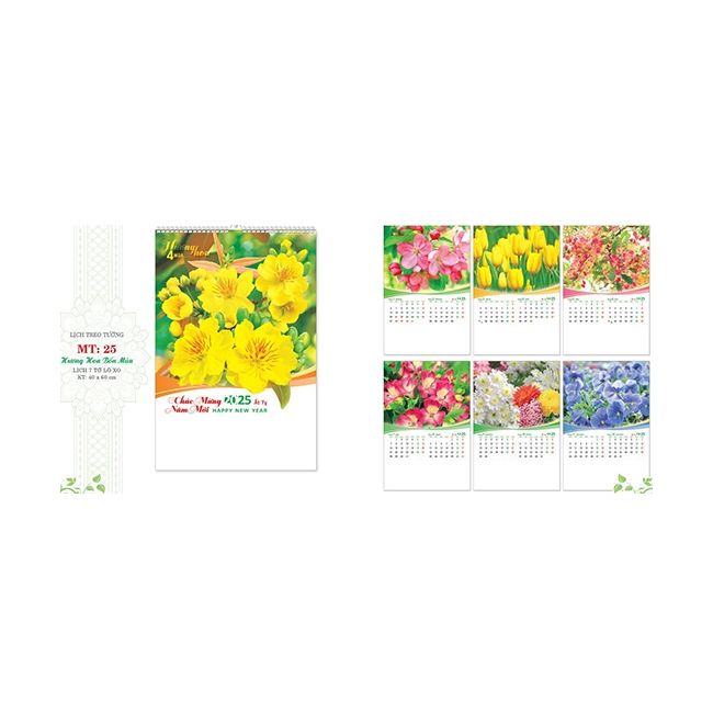  Lịch Lò Xo 7 tờ 2025 - HƯƠNG HOA BỐN MÙA ( MT25 ) 