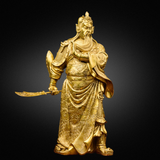  Quà Tặng Phong Thủy Tượng Quan Công cầm thanh long đao đồng vàng kích thước 47 x 19 x 17 cm 
