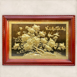  Quà Tặng Tranh Vinh Hoa Phú Quý đồng vàng kích thước 88 x 127 cm 