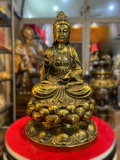  Quà Tặng Phong Thủy Tượng Phật Quan Âm đồng vàng giả cổ kích thước 38 x 21 x 21 cm 