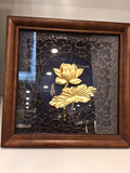  Quà Tặng Doanh Nghiệp Tranh Hoa Sen kích thước 20 x 20 cm mạ vàng 24K 