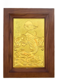  Quà Tặng Sếp Tranh Cá Chép Hóa Rồng dát vàng 28 x 38 cm 