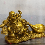  Quà Tặng Sếp Tượng Di Lặc đồng vàng kích thước 12,5 x 22,5 x 7 cm 