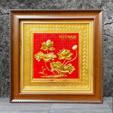  Quà Tặng Doanh Nghiệp Tranh Hoa Sen kích thước 30 x 30 cm mạ vàng 24K 