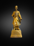  Quà Tặng Sếp Tượng Trần Hưng Đạo đồng vàng hun màu kích thước 70 x 26 x 29 cm 