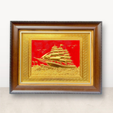  Quà Tặng Khai Trương Tranh đồng Thuận Buồm Xuôi Gió kích thước 28 x 34 cm mạ vàng 24K 