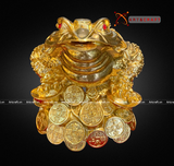  Quà Tặng Phong Thủy Tượng Thiềm Thừ đồng vàng dát vàng kích thước 22 x 30 x 20 cm 