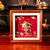  Quà Tặng Tranh Chùa Một Cột kích thước 20 x 20 cm mạ vàng 24k 