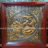  Quà Tặng Doanh Nghiệp Tranh Hoa Sen kích thước 80 x 80 cm giả cổ dát tam khí 