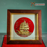  Quà Tặng Khai Trương Tranh đồng Thuận Buồm Xuôi Gió kích thước 20 x 20 cm dát vàng 