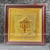  Quà Tặng Tranh Chùa Một Cột kích thước 30 x 30 cm mạ vàng 24k 