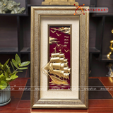  Quà Tặng Khai Trương Tranh đồng Thuận Buồm Xuôi Gió kích thước 30 x54 cm mạ vàng 24K 