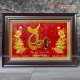  Quà Tặng Mẹ Tranh Chữ Thọ kích thước 38 x 54 cm dát vàng 24K 