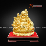  Quà Tặng Sếp Tượng Di Lặc cùng 5 em bé ngũ phúc dát vàng cao 25 cm 