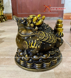  Quà Tặng Phong Thủy Tượng Thiềm Thừ đồng vàng kích thước 14 x 15 x 15 cm 