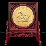  Quà Tặng Doanh Nghiệp Tranh Hoa Sen hai mặt mạ vàng 24K cao 35 cm ; rộng 28.5 cm 