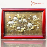  Quà Tặng Doanh Nghiệp Tranh Hoa Sen kích thước 1m07 x 1m55 dát điểm bạc 