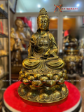  Quà Tặng Phong Thủy Tượng Phật Quan Âm đồng vàng giả cổ kích thước 38 x 21 x 21 cm 