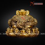  Quà Tặng Phong Thủy Tượng Thiềm Thừ đồng vàng kích thước 15 x 16 cm 