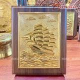  Quà Tặng Khai Trương Tranh đồng Thuận Buồm Xuôi Gió kích thước 20 x 25 cm mạ vàng 24K 