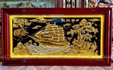  Quà Tặng Khai Trương Tranh đồng Thuận Buồm Xuôi Gió kích thước 90 x 170 cm dát vàng bạc 