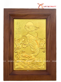  Quà Tặng Sếp Tranh Cá Chép Hóa Rồng dát vàng 28 x 38 cm 