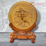  Quà Tặng Tranh Chùa Một Cột đồng đỏ đường kính 26 cm chiều cao 36 cm mạ vàng 24k 