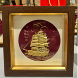 Quà Tặng Khai Trương Tranh đồng Thuận Buồm Xuôi Gió kích thước 20 x 20 cm dát vàng 