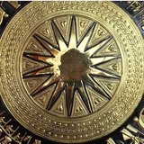  Quà Tặng Đối Tác Tranh Trống Đồng đường kính 81 cm đồng vàng hoạ tiết thúc nổi dát vàng 