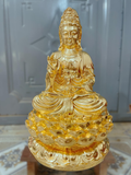  Quà Tặng Phong Thủy Tượng Phật Quan Âm đồng đỏ dát vàng kích thước 47 x 28 cm 