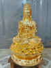  Quà Tặng Phong Thủy Tượng Phật Quan Âm đồng đỏ dát vàng kích thước 47 x 28 cm 