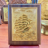  Quà Tặng Khai Trương Tranh đồng Thuận Buồm Xuôi Gió kích thước 20 x 25 cm mạ vàng 24K 