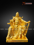  Quà Tặng Phong Thủy Tượng Quan Công đồng vàng dát vàng kích thước 42 x 25 x26 cm 