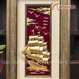  Quà Tặng Khai Trương Tranh đồng Thuận Buồm Xuôi Gió kích thước 30 x54 cm mạ vàng 24K 