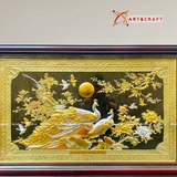  Quà Tặng Tranh Vinh Hoa Phú Quý đồng vàng thiếp điểm vàng điểm bạc kích thước 68 x 107 cm 
