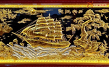  Quà Tặng Khai Trương Tranh đồng Thuận Buồm Xuôi Gió kích thước 90 x 170 cm dát vàng bạc 