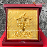  Quà Tặng Tranh Chùa Một Cột kích thước 16 x 16 cm mạ vàng 24k 