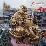  Quà Tặng Sếp Tượng Di Lặc đồng vàng kích thước 18 x 16 cm 