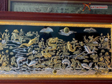  Quà Tặng Sếp Tranh Cá Chép Hóa Rồng dát vàng dát bạc kích thước 90 x 170 cm 