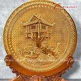  Quà Tặng Tranh Chùa Một Cột đồng đỏ đường kính 26 cm chiều cao 36 cm mạ vàng 24k 