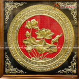  Quà Tặng Doanh Nghiệp Tranh Hoa Sen kích thước 42 x 42 cm mạ vàng 24K 
