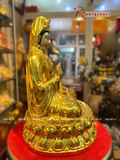 Quà Tặng Phong Thủy Tượng Phật Quan Âm dát vàng kích thước 40 x 26 x 26 cm 