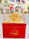  Quà tặng Mô Hình Thuyền Buồm dát vàng kích thước 35 x 51 x 18 cm 